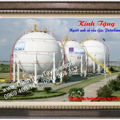 Tranh thêu nhà máy gas petrolimex