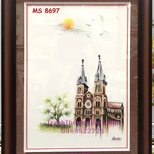 Tranh thêu Nhà Thờ Đức Bà ms 8697