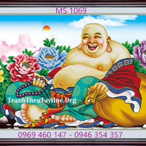 Tranh thêu Phật Di Lặc MS 1069