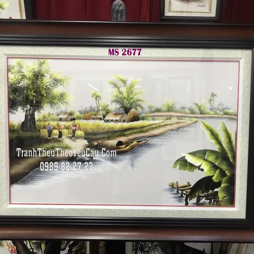 TRANH THÊU PHONG CẢNH ĐỒNG QUÊ MS 2677