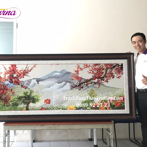 Tranh Thêu Phong Cảnh Khổ Lớn Treo Phòng Khách Mua Ở Đâu ?