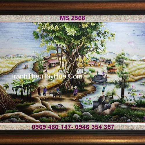 TRANH THÊU PHONG CẢNH LÀNG QUÊ MS 2568