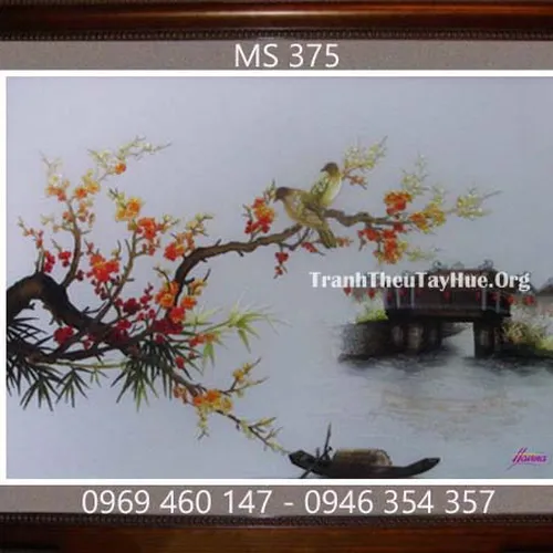 Tranh thêu phong cảnh làng quê MS 375