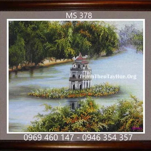 Tranh thêu phong cảnh làng quê MS 378