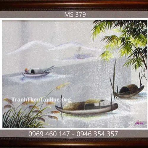 Tranh thêu phong cảnh làng quê MS 379