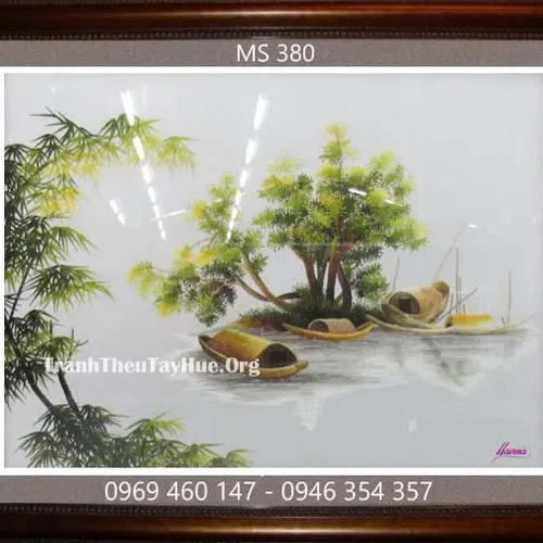 Tranh thêu phong cảnh làng quê MS 380