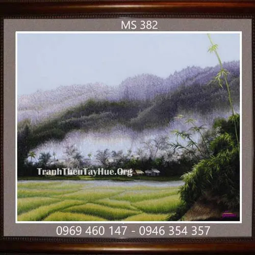 Tranh thêu phong cảnh làng quê MS 382