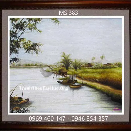 Tranh thêu phong cảnh làng quê MS 383