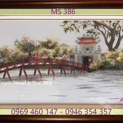 Tranh thêu phong cảnh làng quê MS 386