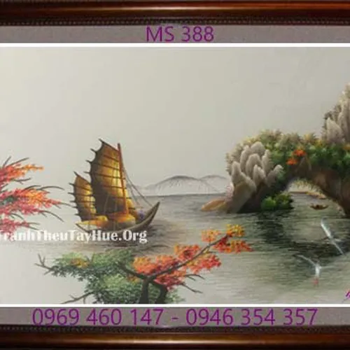 Tranh thêu phong cảnh làng quê MS 388