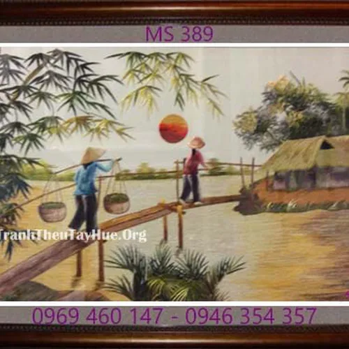 Tranh thêu phong cảnh làng quê MS 389