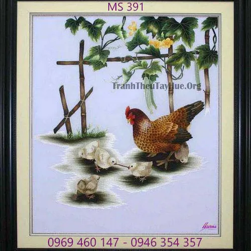 Tranh thêu phong cảnh làng quê MS 391