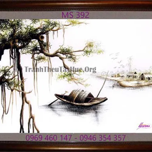 Tranh thêu phong cảnh làng quê MS 392