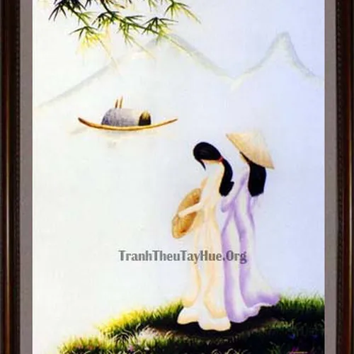 Tranh thêu phong cảnh làng quê MS 396