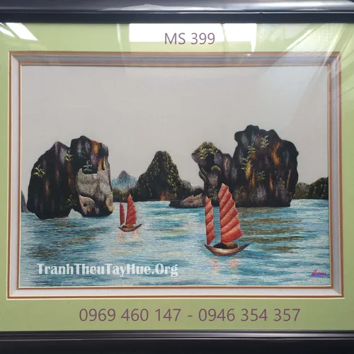 Tranh thêu phong cảnh làng quê MS 399