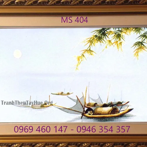 Tranh thêu phong cảnh làng quê MS 404