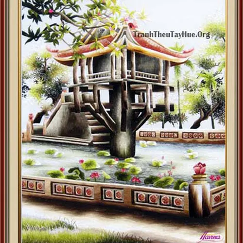 Tranh thêu phong cảnh làng quê MS 413
