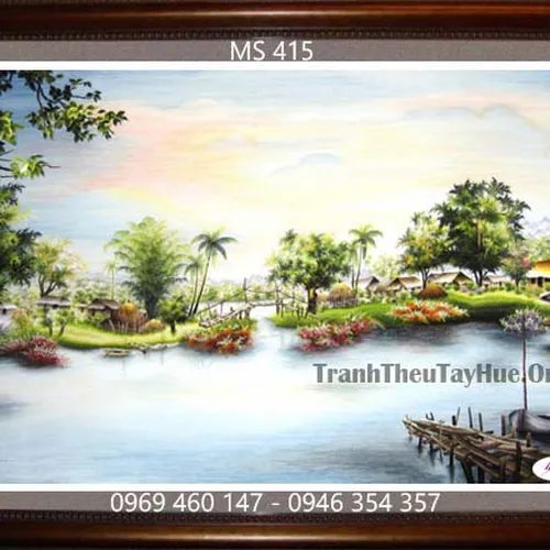 Tranh thêu phong cảnh làng quê MS 415