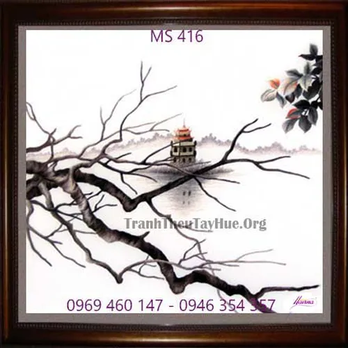 Tranh thêu phong cảnh làng quê MS 416