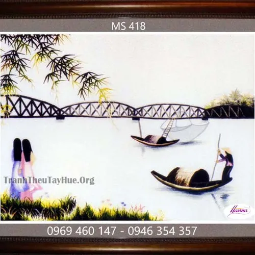 Tranh thêu phong cảnh làng quê MS 418