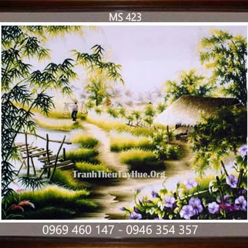 Tranh thêu phong cảnh làng quê MS 423