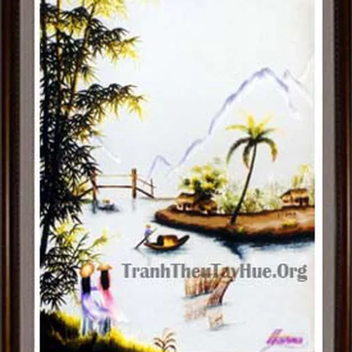 Tranh thêu phong cảnh làng quê MS 425