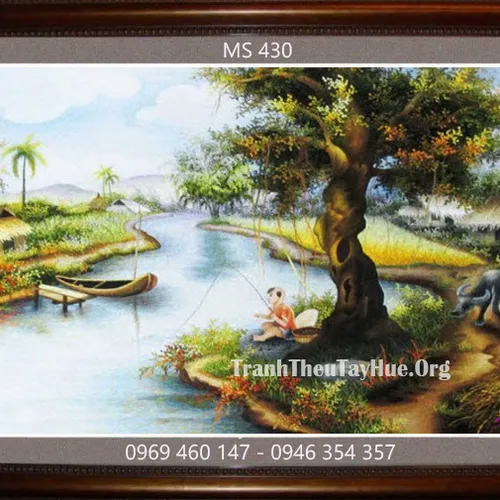 Tranh thêu phong cảnh làng quê MS 430