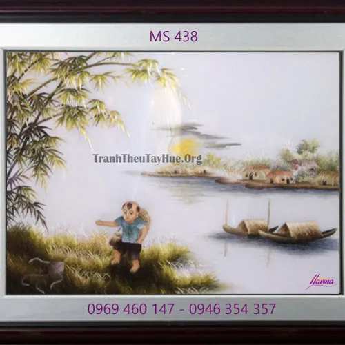 Tranh thêu phong cảnh làng quê MS 438