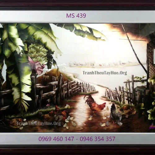 Tranh thêu phong cảnh làng quê MS 439
