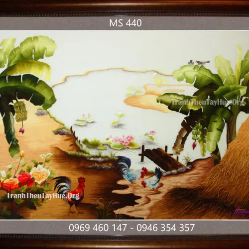 Tranh thêu phong cảnh làng quê MS 440