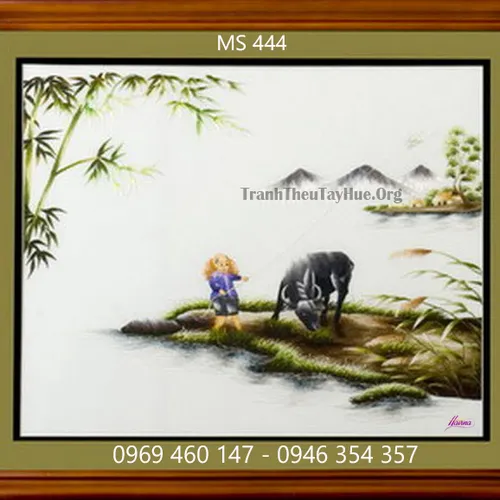 Tranh thêu phong cảnh làng quê MS 444