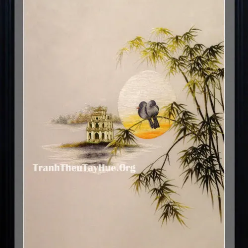 Tranh thêu phong cảnh làng quê MS 445