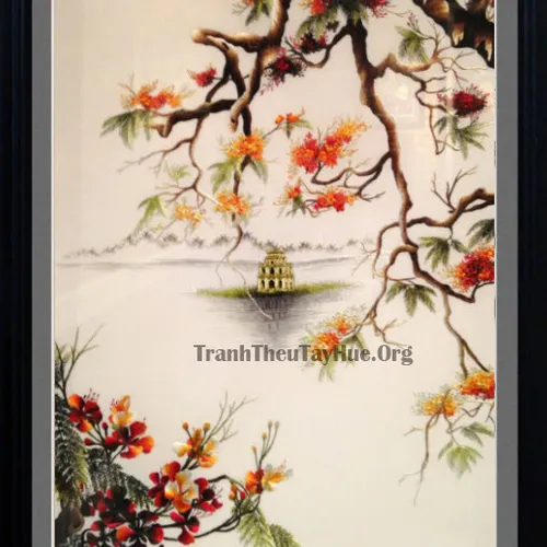 Tranh thêu phong cảnh làng quê MS 446