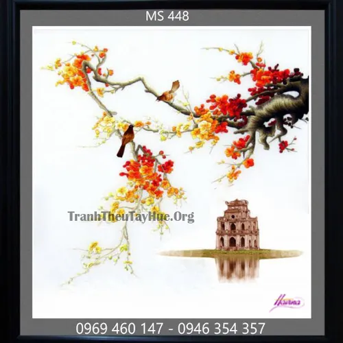 Tranh thêu phong cảnh làng quê MS 448