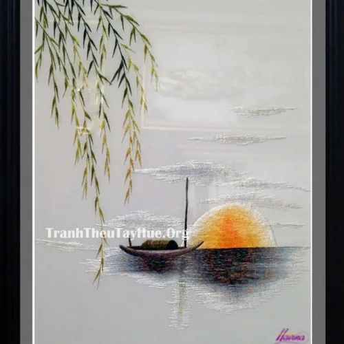 Tranh thêu phong cảnh làng quê MS 449