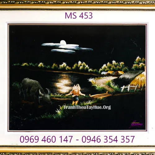 Tranh thêu phong cảnh làng quê MS 453