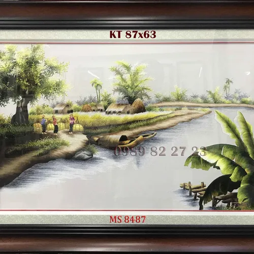 TRANH THÊU PHONG CẢNH LÀNG QUÊ MS 8487