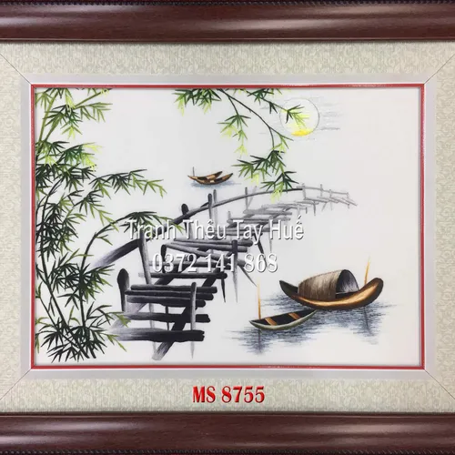 Tranh thêu phong cảnh làng quê MS 8755