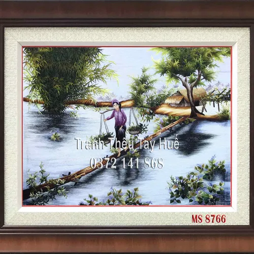 Tranh thêu phong cảnh làng quê MS 8766
