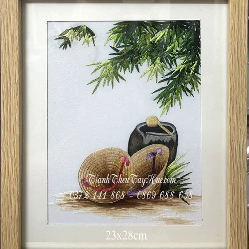 Tranh thêu phong cảnh làng quê MS 9898