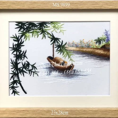Tranh thêu phong cảnh làng quê MS 9899