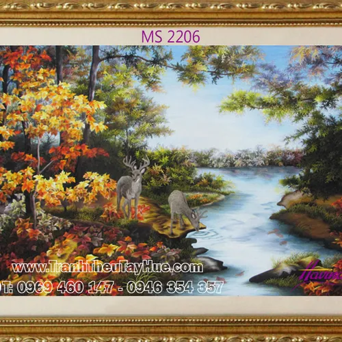 Tranh thêu phong cảnh làng quê MS2206