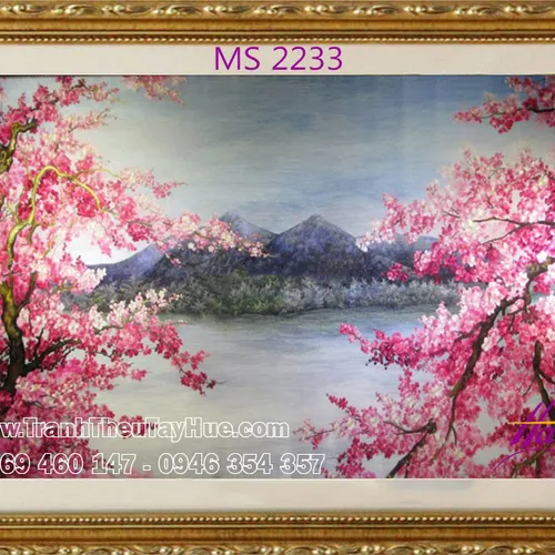 Tranh thêu phong cảnh làng quê MS2233