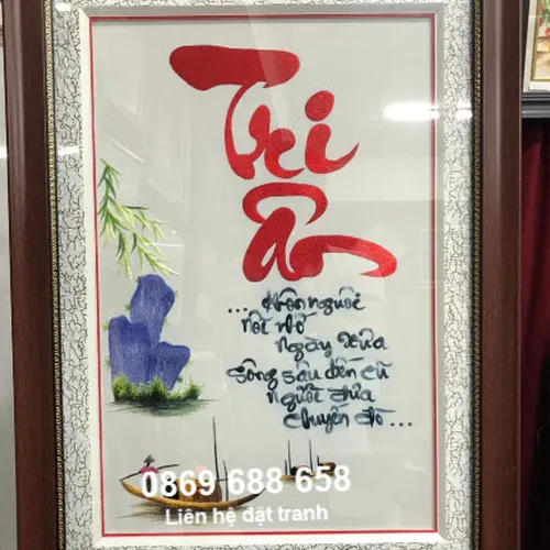 Tranh thêu tặng Thầy Cô MS 8412 -Thêu chữ tri ân thư pháp