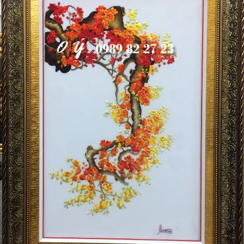 Tranh thêu tay Hoa Đào MS 8045