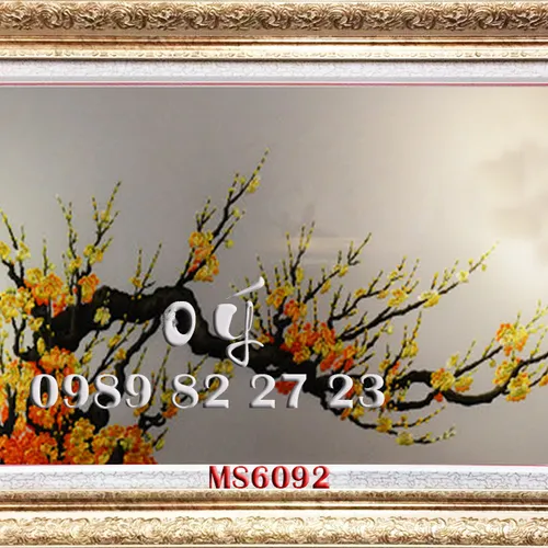 Tranh thêu tay hoa mai Ms 6092