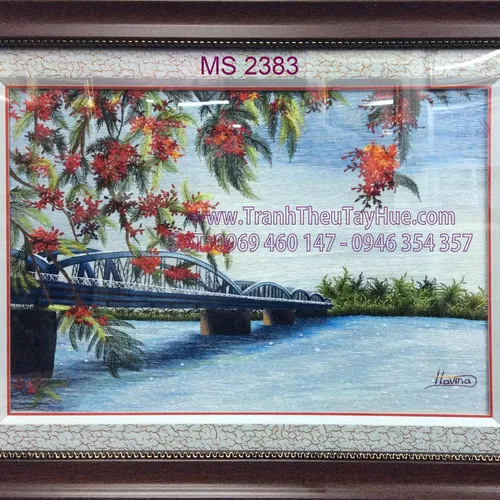 Tranh thêu tay Huế Ms 2383 -  Tràng Tiền lưu luyến