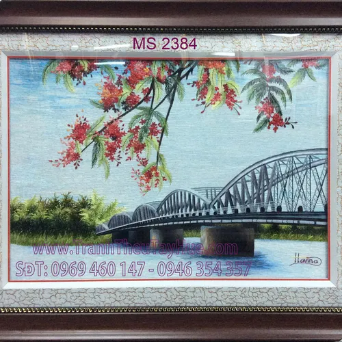 Tranh thêu tay Huế Ms 2384 -  Lặng thầm soi bóng
