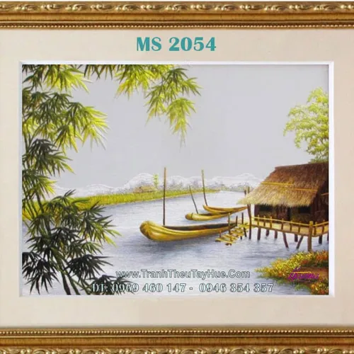 Tranh thêu tay làng quê MS 2054