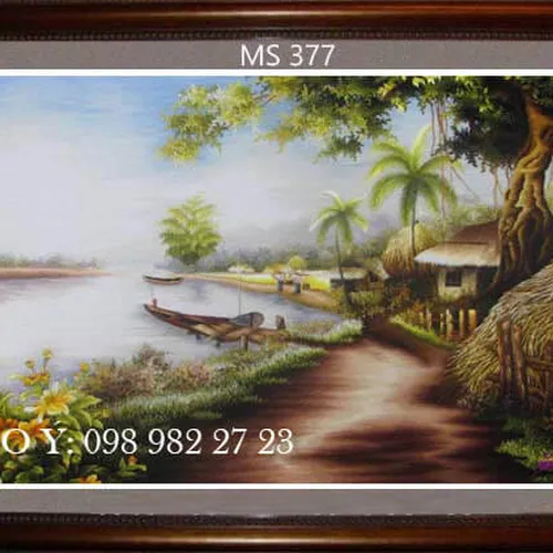 Tranh thêu tay tphcm MS 377 - Tác phẩm” Quê nhà yêu dấu ”